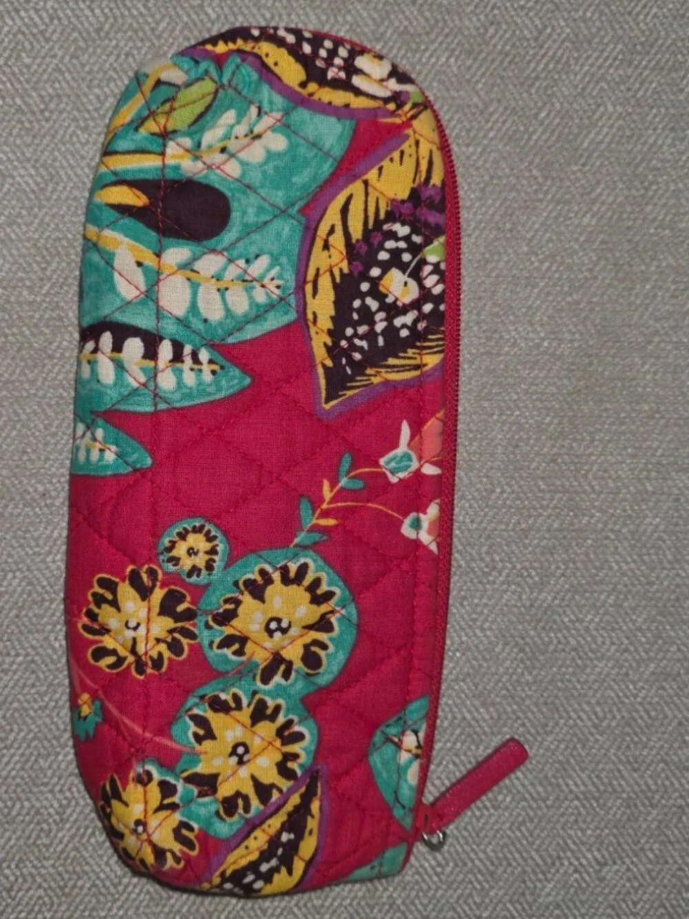 Vera Bradley Zip Pouch Makeup Organizer Pencil Case Travel Accessory Rumba